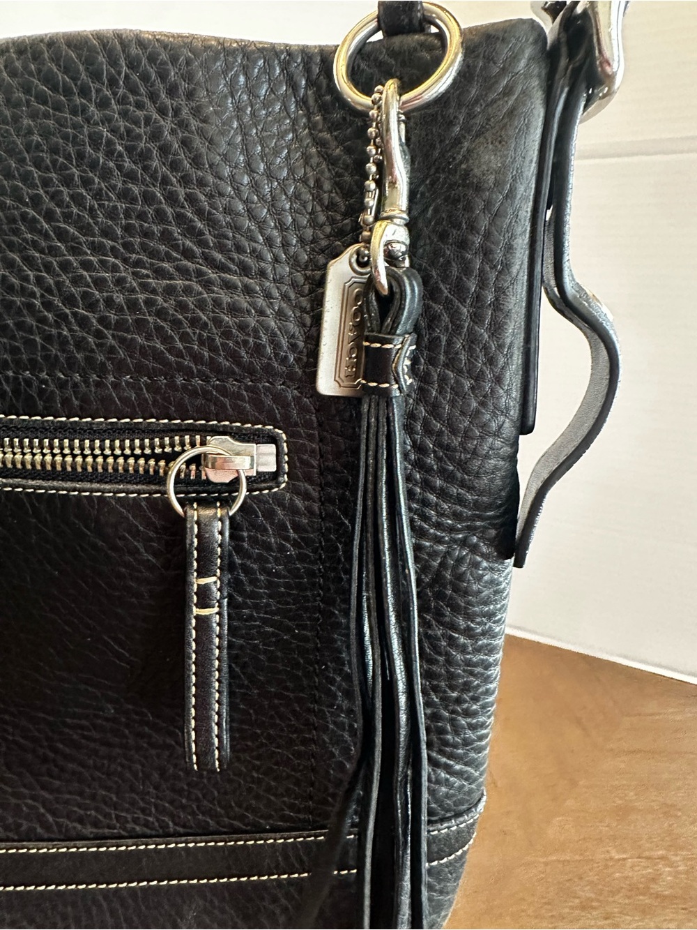 Coach Black Pebbled Leather Hobo Shoulder Bag - Picture 3 of 15